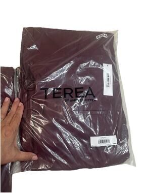 Terea by Andrea Pitter Women's Dark Cherry Faux Leather Maxi Skirt Large NWT